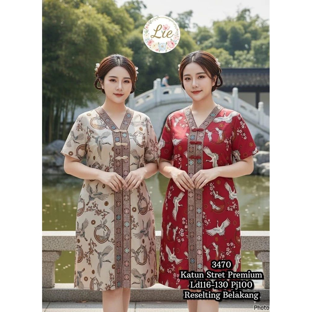 LF 3470 DRESS BANGAU JUMBO BAHAN KATUN STRETCH