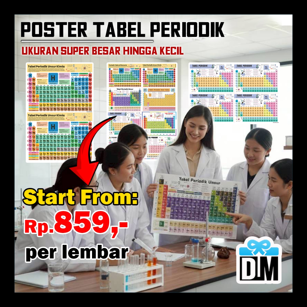 Poster Tabel Periodik Unsur Kimia Periodic Table of Elements Edisi Terbaru Bahasa Indonesia Ingrris 