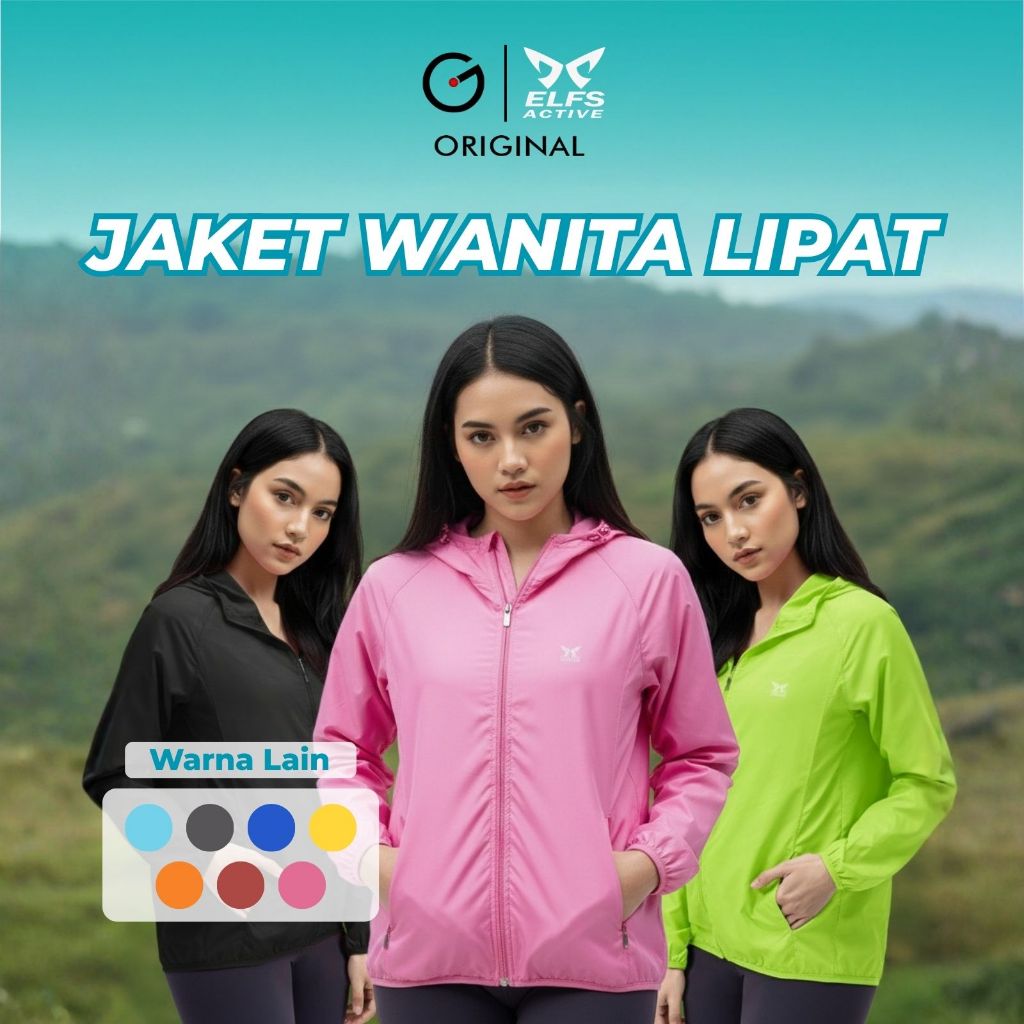ELFS ACTIVE Jaket Wanita Lipat Parasut Size S-XXL Jacket Water Resistant ELF-PARASUT