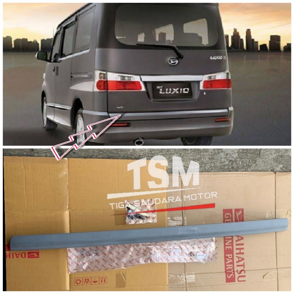 Garnish pintu bagasi Luxio list pintu bagasi Luxio Original