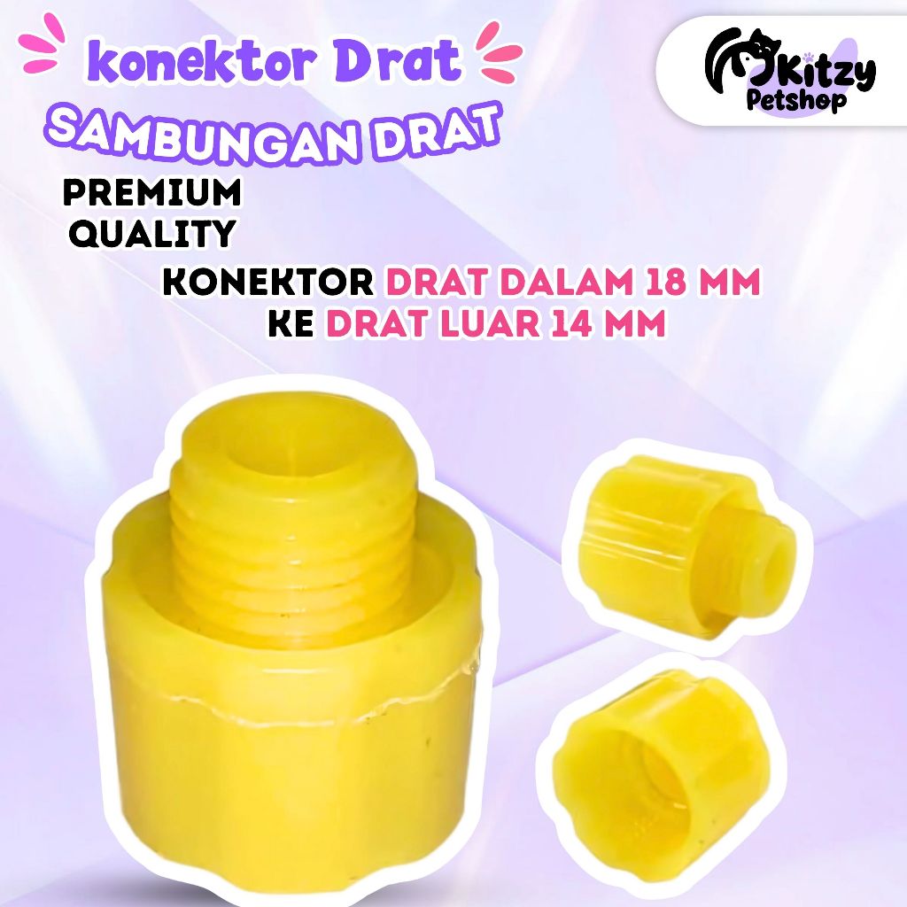 Konektor Drat 18mm Dalam ke Drat 14mm Luar KITZY