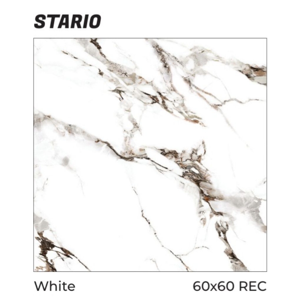 Keramik Merk Platinum Stario White ukuran 60x60 cm tekstur matt