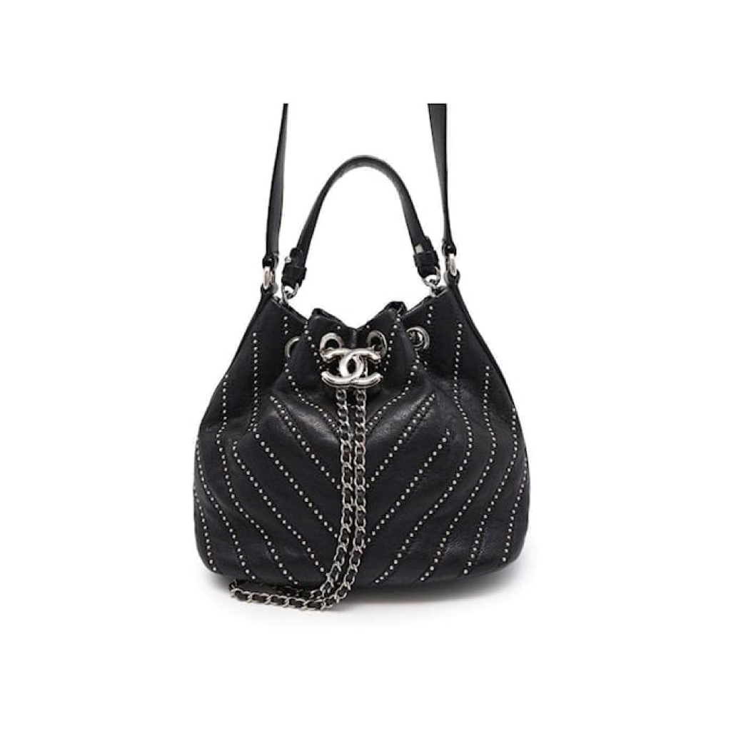 Chanel Chevron Studded Black PL