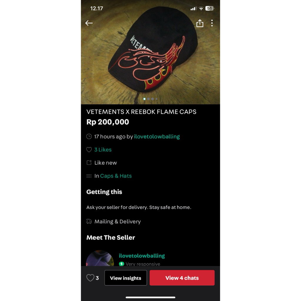 vetements reebok caps