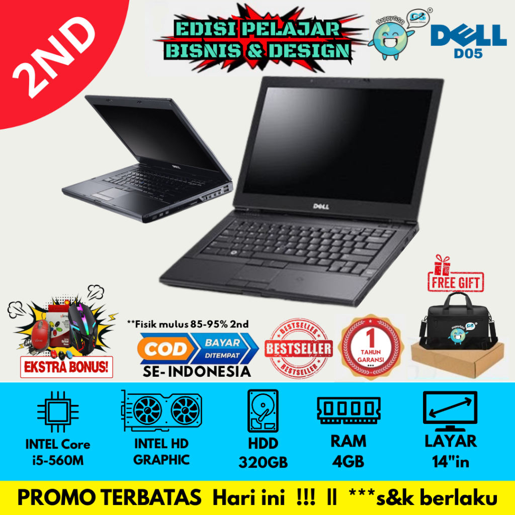 Laptop Dell Latitude D05 Intel Core i5 | RAM 4GB | HDD 320GB | Windows 7/10| Dell Latitude E6410