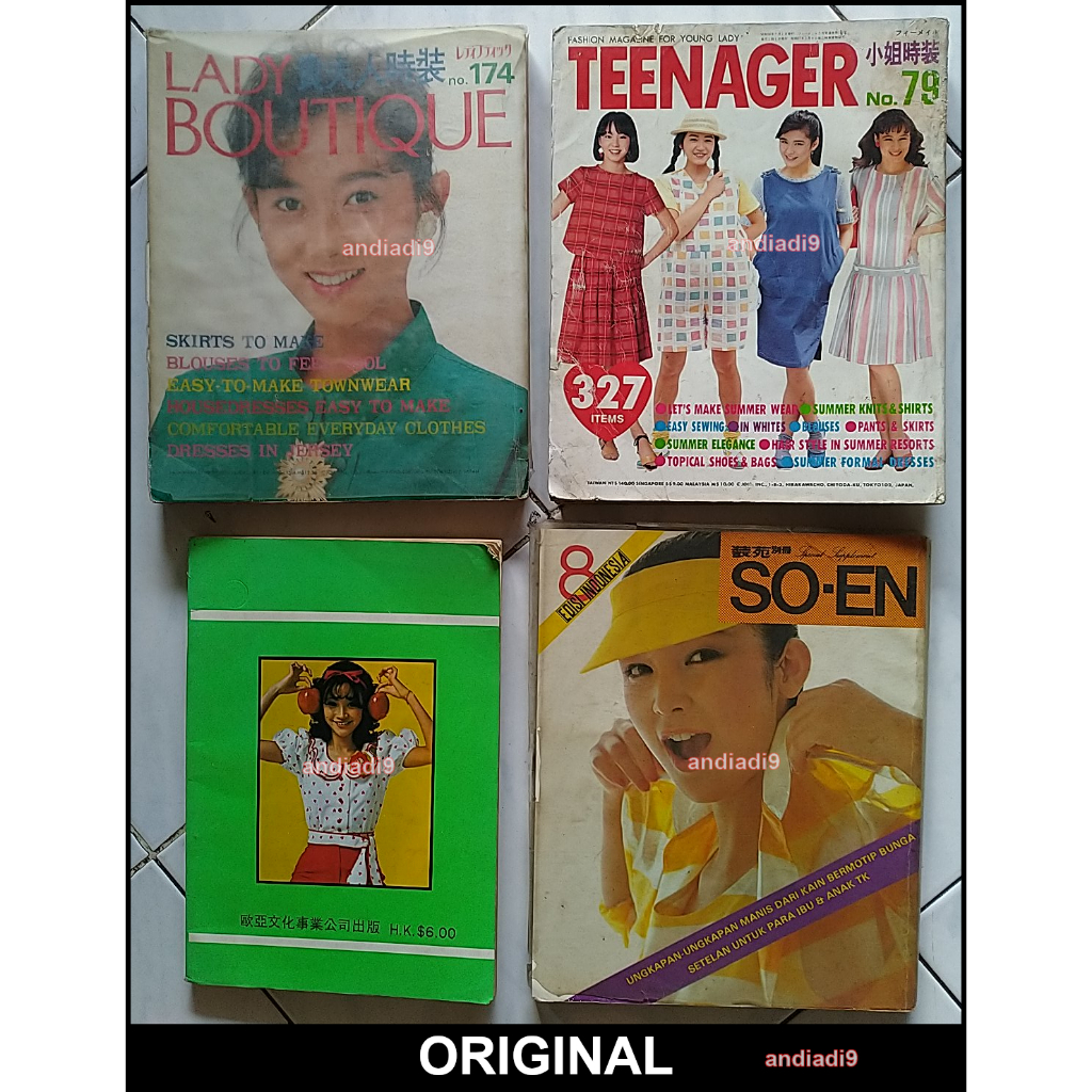 BUKU MAJALAH POLA MEMBUAT MENJAHIT PAKAIAN LADY BOUTIQUE NO. 174 1987 TEENAGER NO. 79 BAHASA JEPANG 