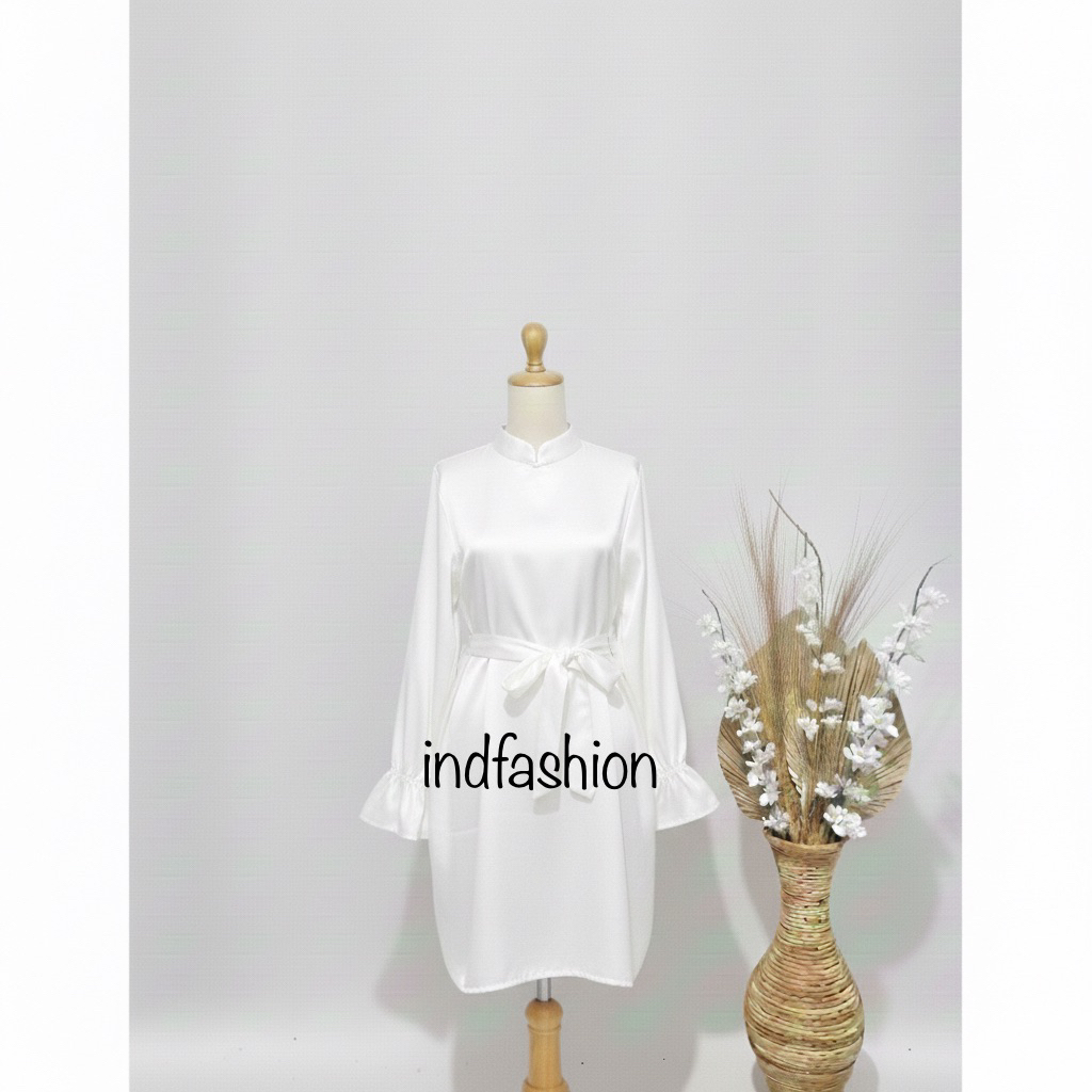 TUNIK SATIN POLOS- ATASAN KURUNG MELAYU TUNIK POLOS WANITA IKAT PINGGANG LEPAS PASANG