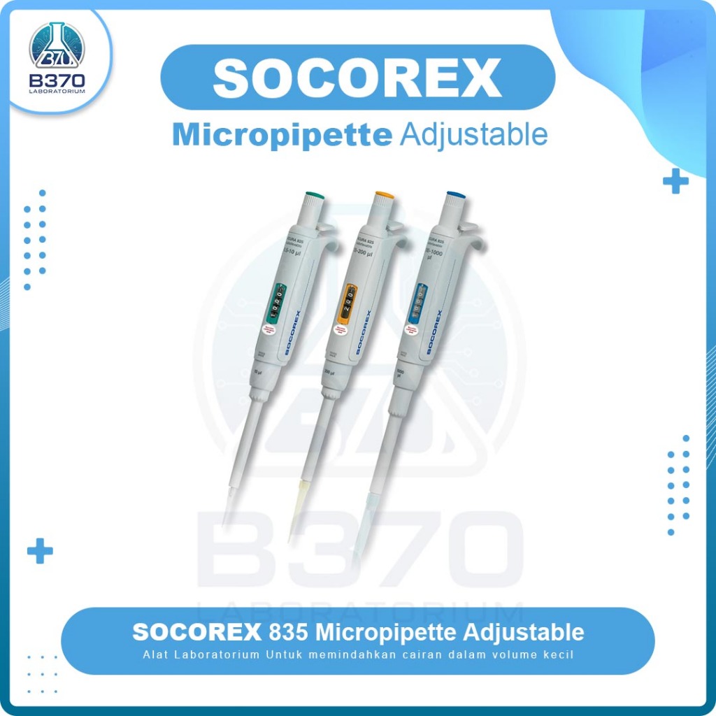 Pipet SOCOREX Acura 835 Macropipette Adjustable Volume 0,2 - 2 mL, 0,5 - 5 mL, 1-10 mL