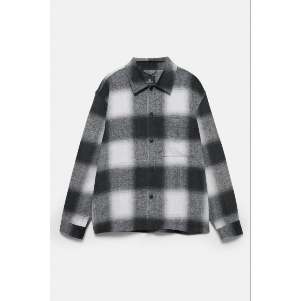 Kemeja luar kotak-kotak Pull&Bear original
