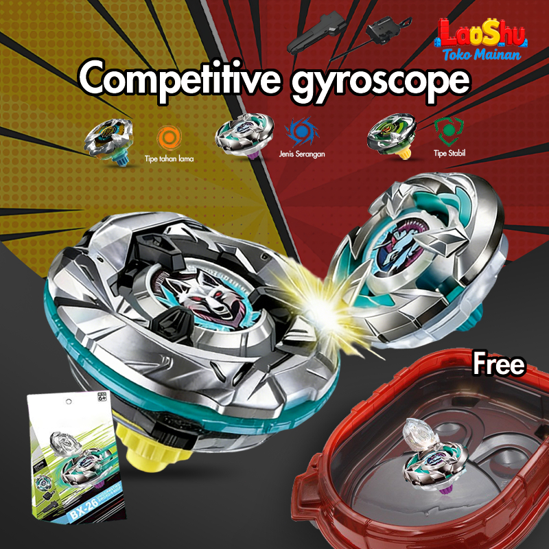 Gasing Duel Metal CX-10 Wolf Hunt 2 Gyro + Launcher - Beli 2 Gratis 1 Arena Anak Laki-Laki Tahan Ban
