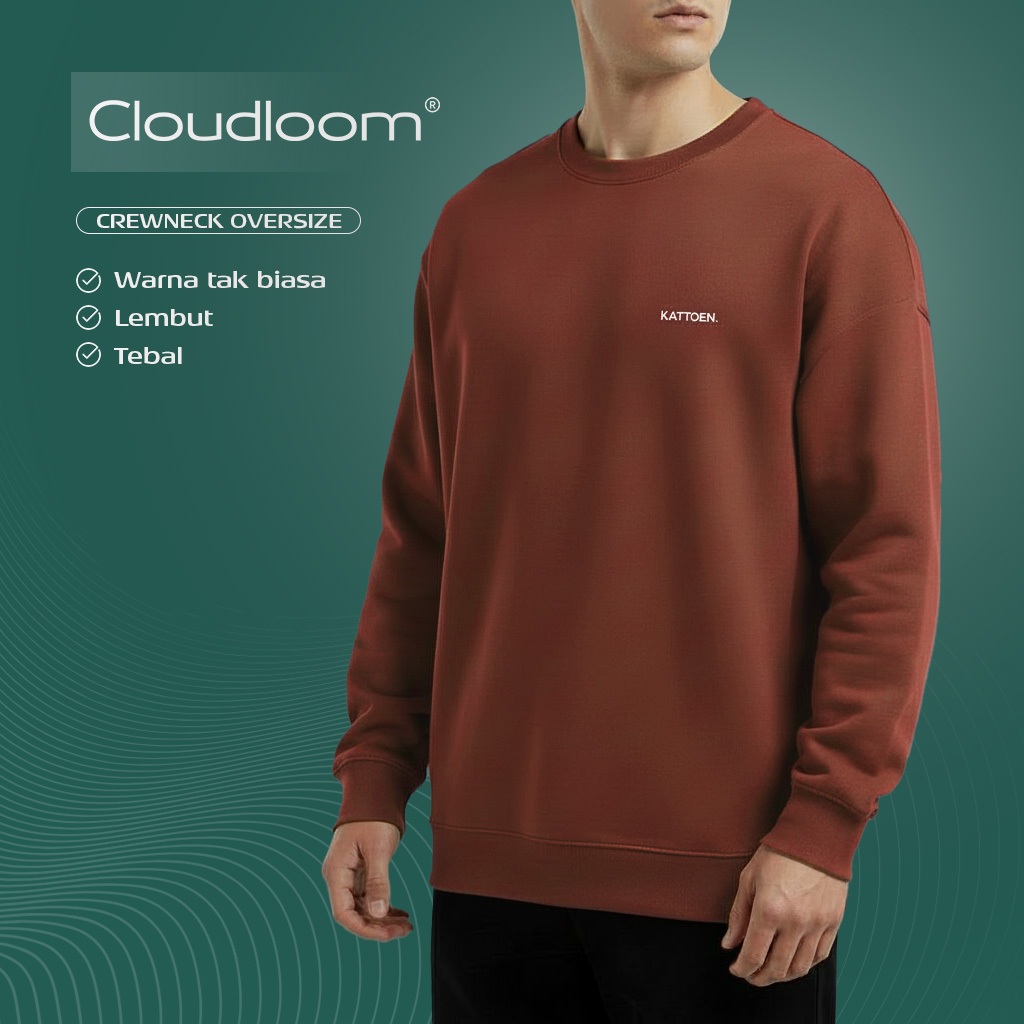 Kattoen - Cloudloom Crewneck Sweater Oversize Polos Brick 300 Gsm