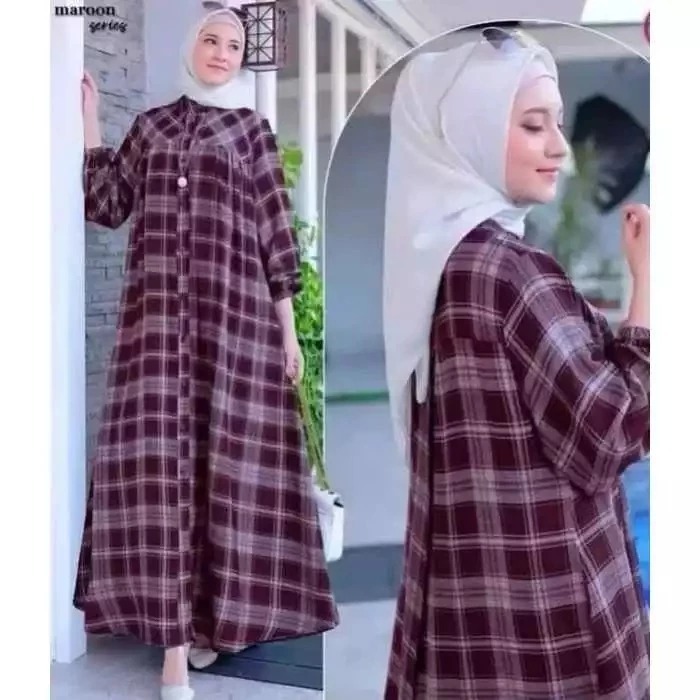 GAMIS KOTAK KEKINIAN GAMIS WANITA JUMBO #DRESS   MOTIF KOTAK//GAMIS TERBARU
