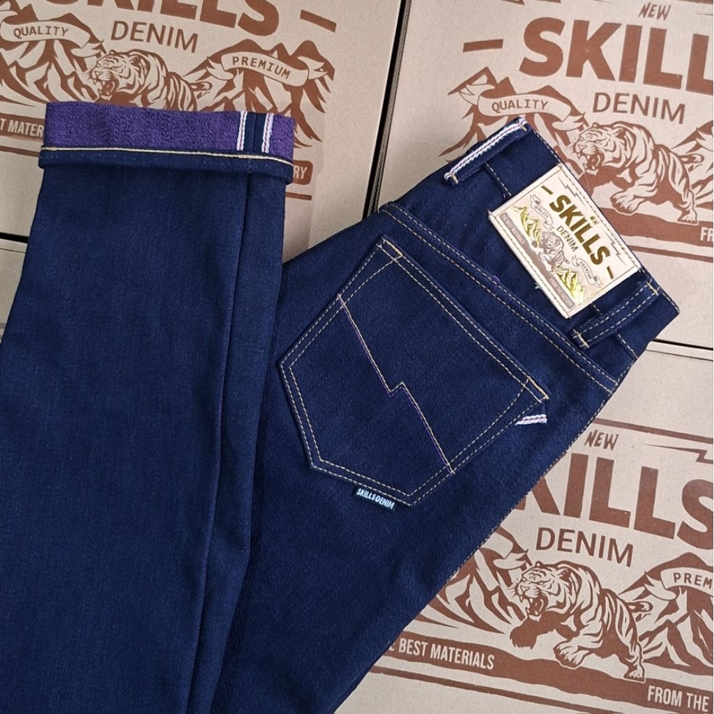 SKILLS DENIM indigo weft purple 17oz selvedge original HEAVYWEIGHT