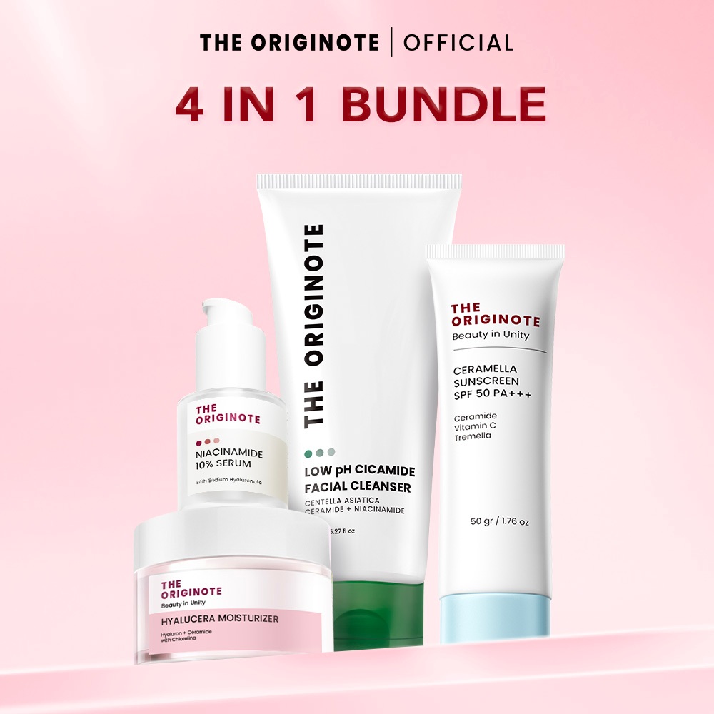 The Originote 4in1 Special Bundle Facial Cleanser Sunscreen Serum Moisturizer Acne Glowing Barrier B