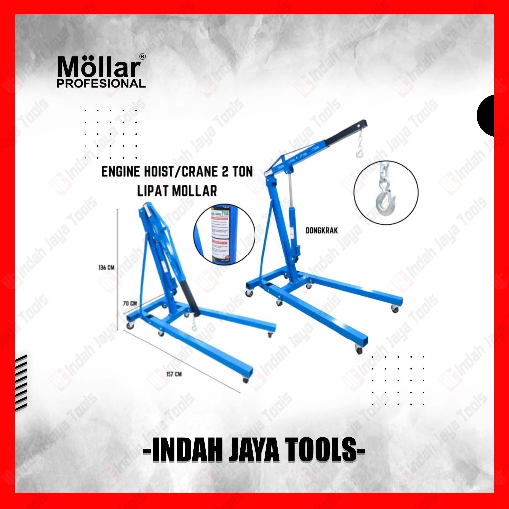 MOLLAR Engine Hoist Crane 2 Ton Lipat - Hydraulic Lifting Truck Katrol Dongkrak Angkat Mesin Mobil