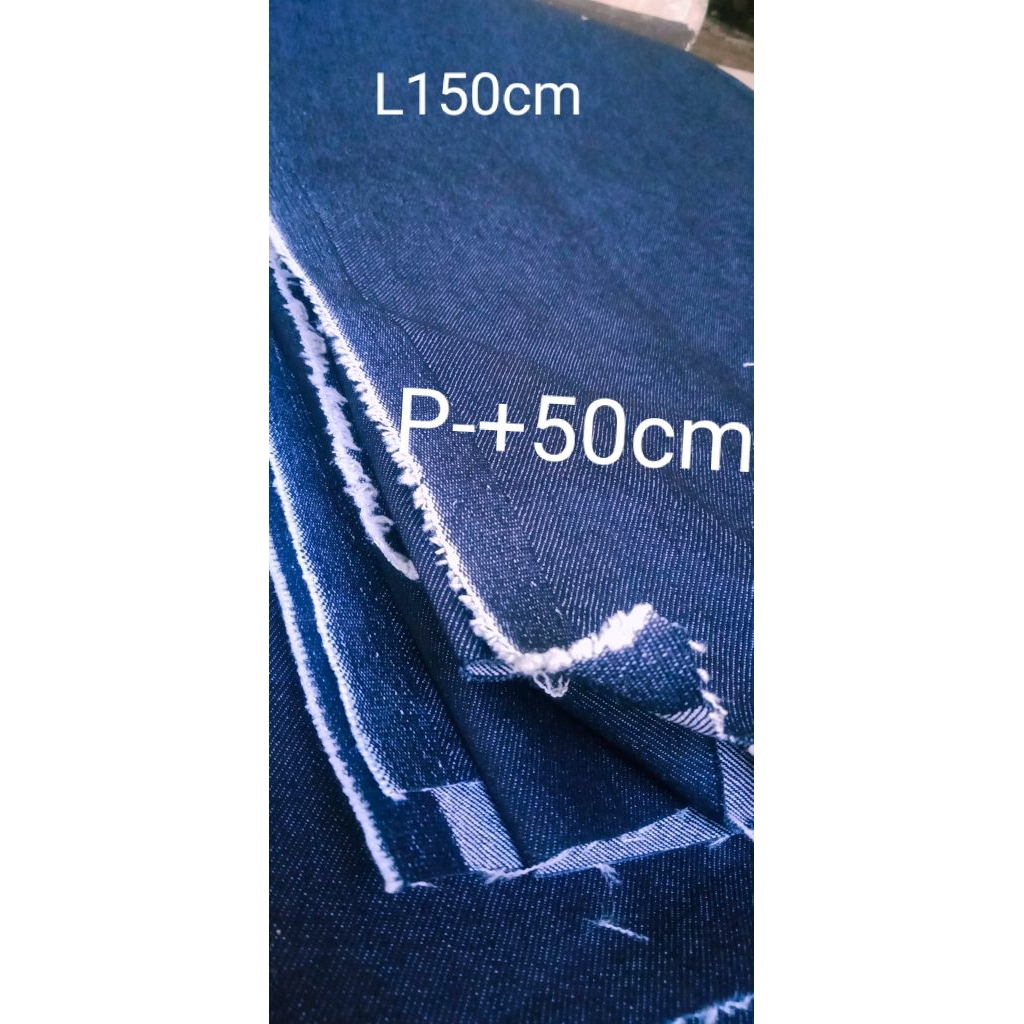 bahan kain jeans, Denim potongan L150 x p -+50cm, (500g