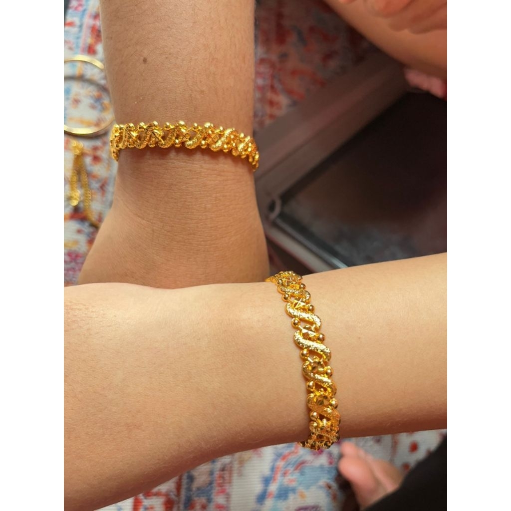 GELANG KRISTAL LAPIS EMAS 24K AWET DIPAKAI SEHARI HARI