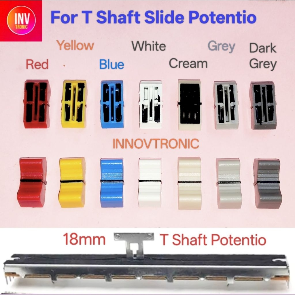 Knop  Potensio Geser As 18mm T Shaft / Handle Slide Potentio Knob Potensio Geser Mixer Audio Model T