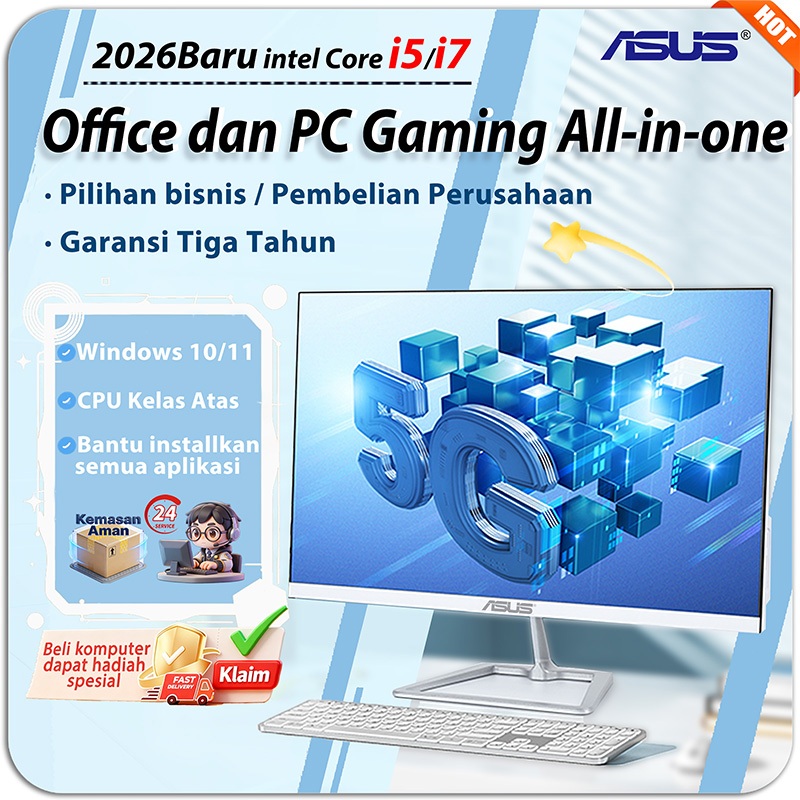 ASUS Komputer PC All in One PC Full Set Gaming Intel Core i7/i5/i3 RAM 8G16GB SSD 256G/512GB/1TB Lay