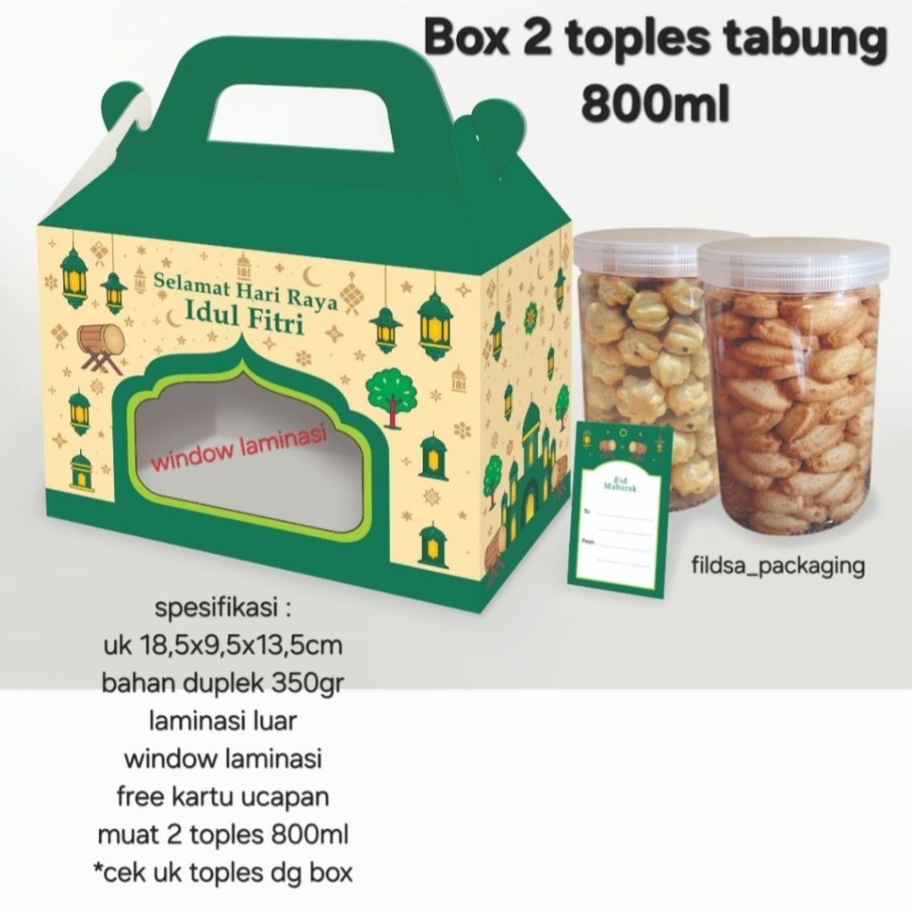 box 2 toples tabung 750-800ml ( toples jar 750-800ml isi 2 toples warna krem)