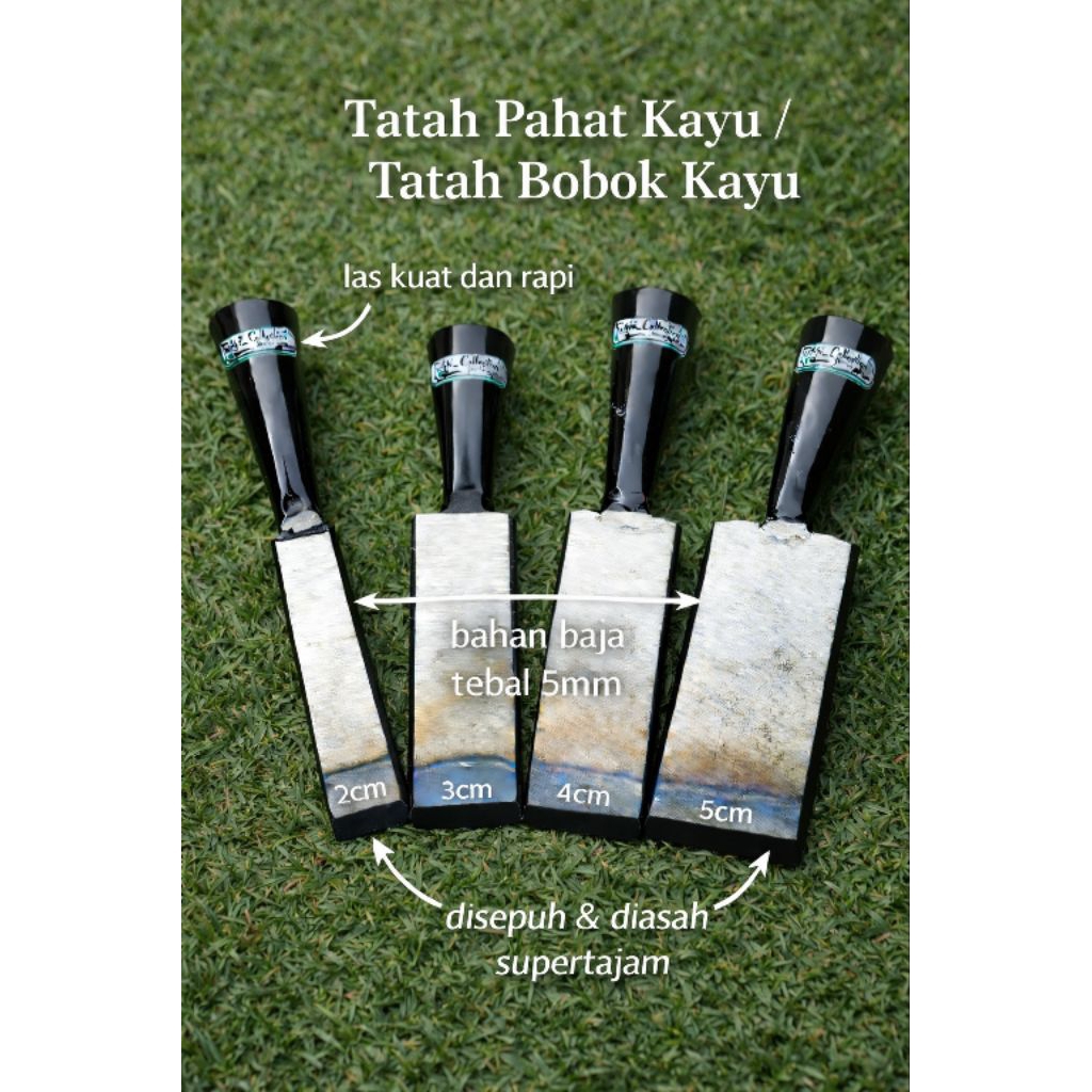 tatah kayu pahat kayu 2cm 3cm 4cm 5cm tebal 5mm bahan baja asli sudah disepuh dan diasah  / tatah ka