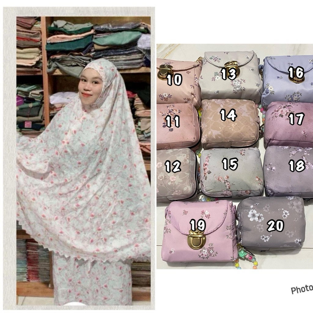 Mukena traveling motif|mukena motif bunga|mukenah traveling mini pouch|perlengkapan sholat