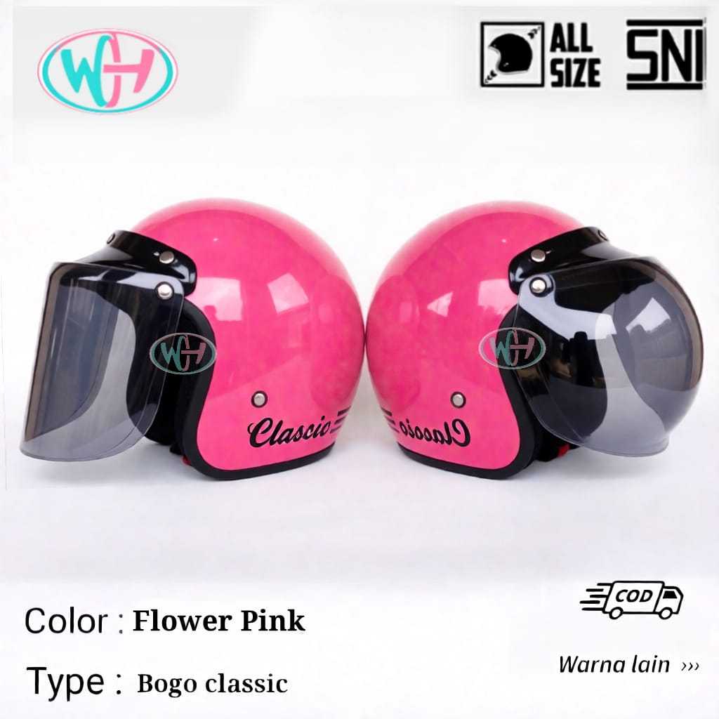 Helm Bogo Classic Dewasa SNI / Pink Flower