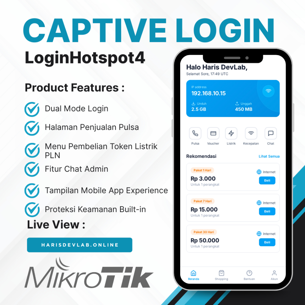 Template Login Page Mikrotik Premium Mobile App Experience - LoginHotspot4