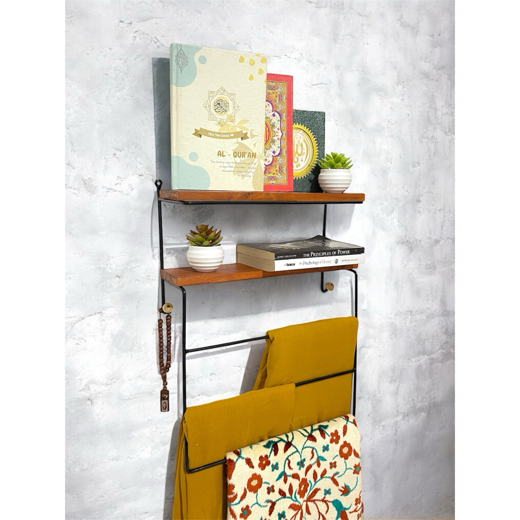 Rak Hambalan Tumpuk 2 Susun UK BESAR Panjang 36CM + 3 Gawang + 2 Cantolan kait & rel Serbaguna (Temp