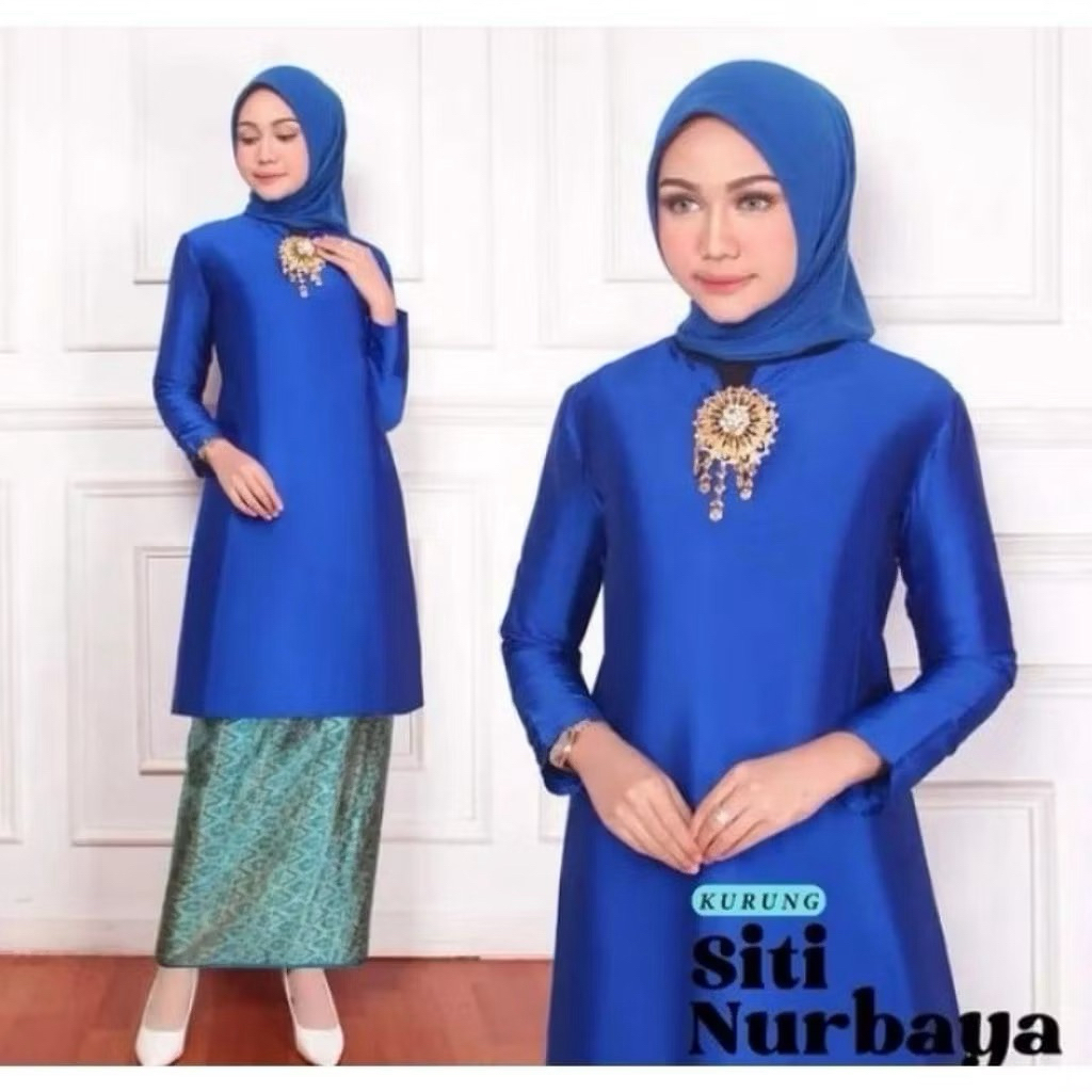 Baju Kurung Melayu Polos / Tunik Tafeta Modern / Atasan Wanita