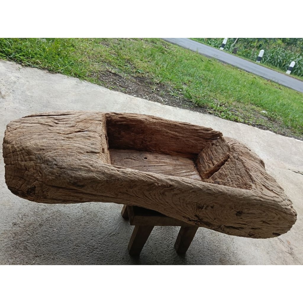 lesung lumpang kayu jati kuno asli lawas murah