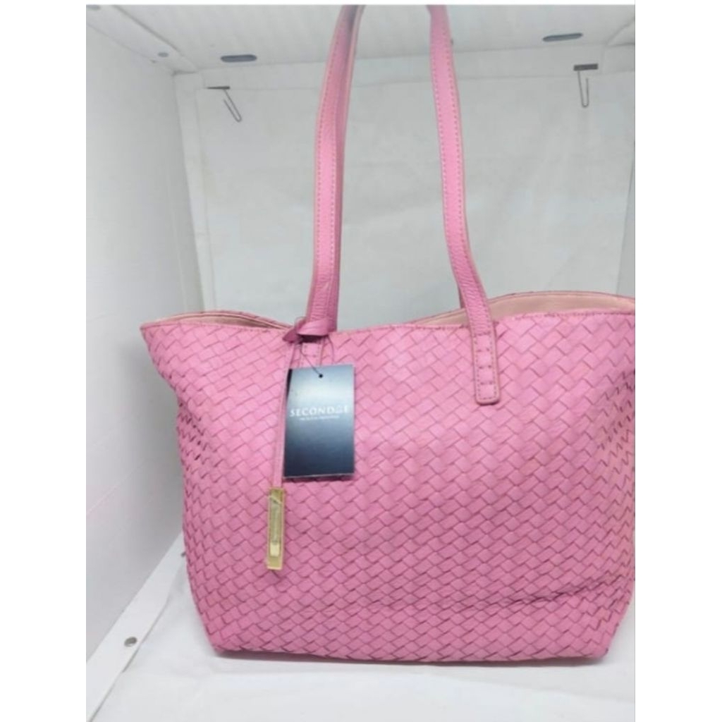 tas tote  morgan kulas pink anyaman preloved