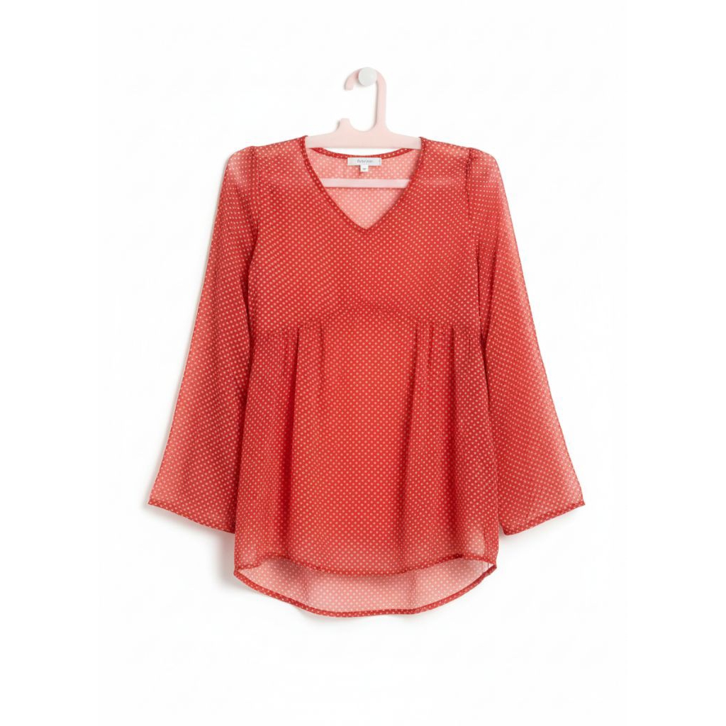 blouse polkadot v neck No brand blus branded wanita