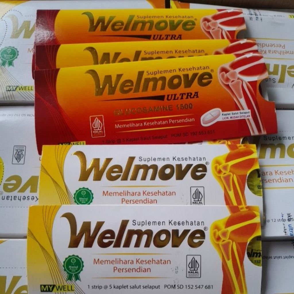 Welmove Glucosamine 1500 Merah dan Kuning Glucosamine 500
