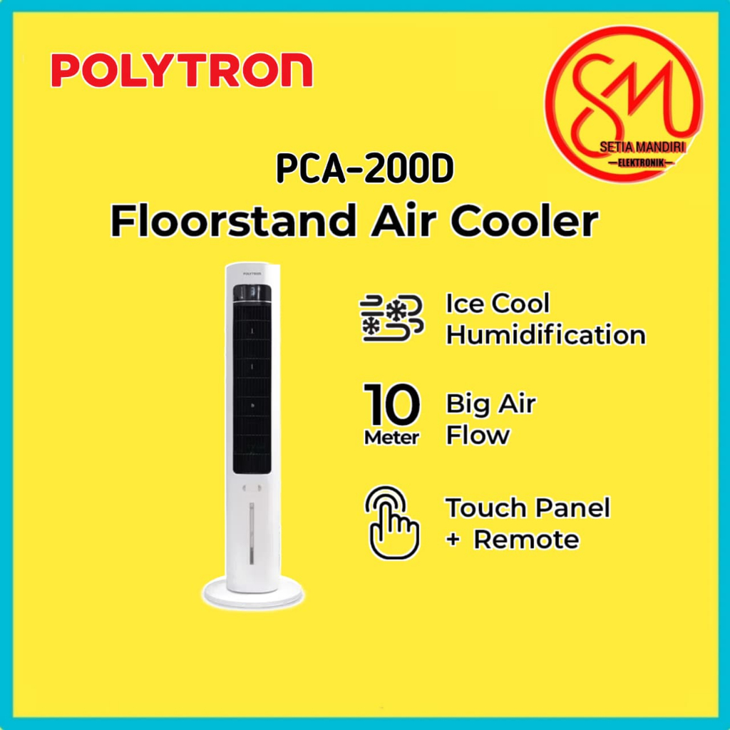 POLYTRON Air Cooler PCA 200D - 3L Tangki Besar Remote Touch Panel Hemat Listrik 60W