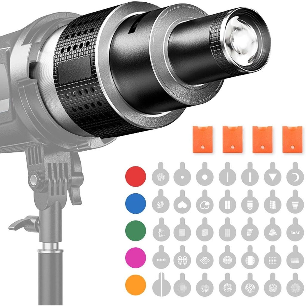 Optical Snoot Bowens Mount Projector Cahaya Fotografi 35 Set Hitam MM-06 PRO LUYP