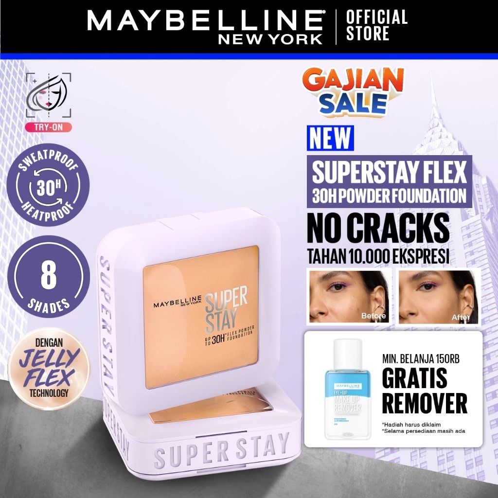MAYBELLINE Superstay Flex Powder Foundation 30H Longwear Powder Foundation Two-Way Cake Oil Control 
