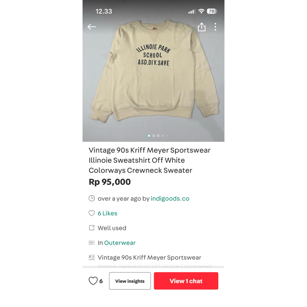Vintage 90s Kriff Meyer Sportswear Illinoie Sweatshirt Off White Colorways Crewneck Sweater