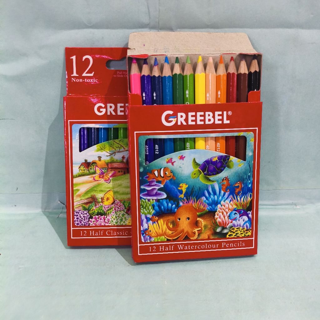 GREEBEL PENSIL WARNA watercolor  12 pendek / set