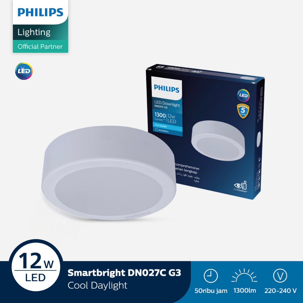 Philips Lampu Downlight DN027C G3 LED15 12W 220-240V D175 Cahaya Putih