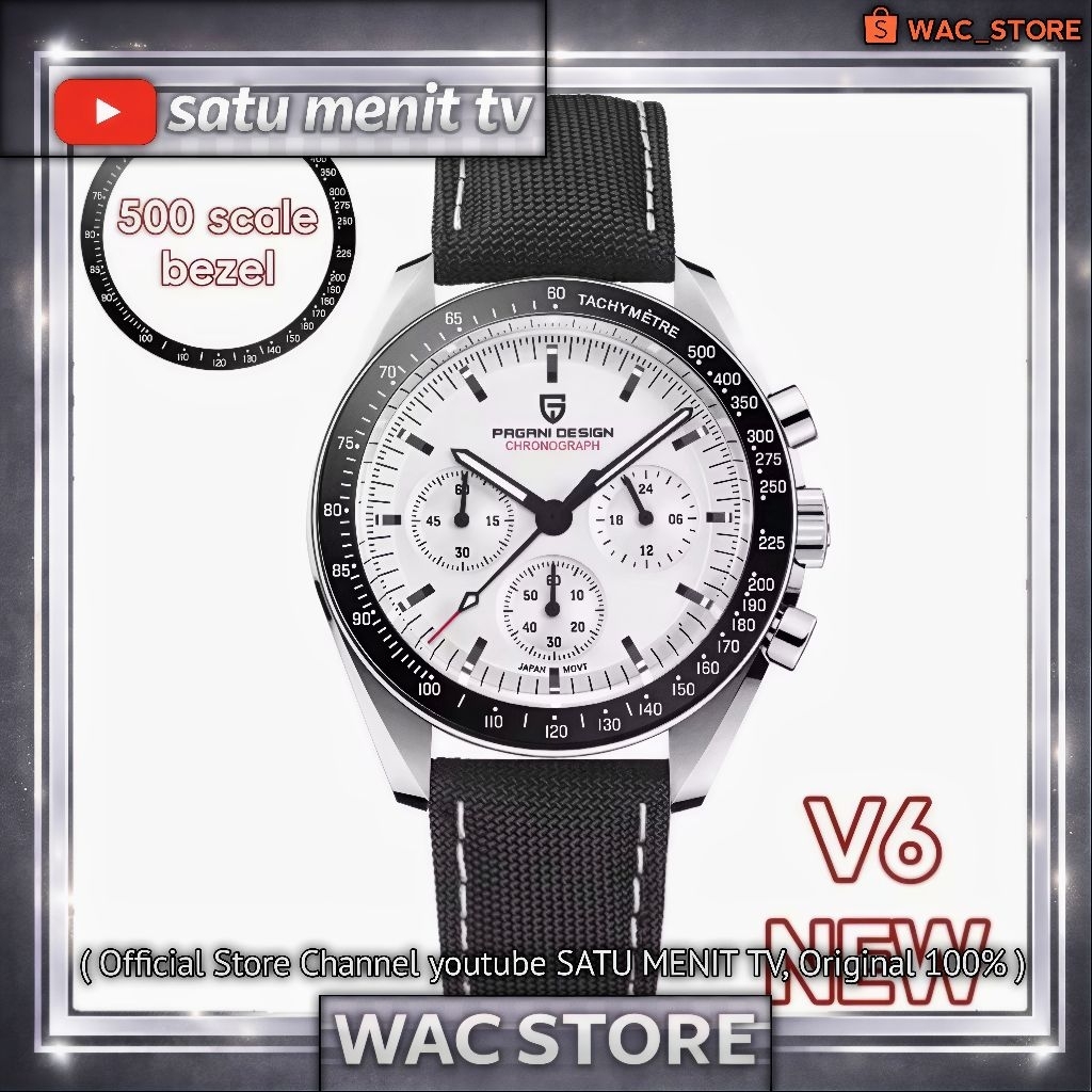 NEW PAGANI DESIGN SPEEDMASTER MECAQUARTZ SEIKO VK63 SAFIR DOME + AR COATING SOLID STEEL 316 L WR 100