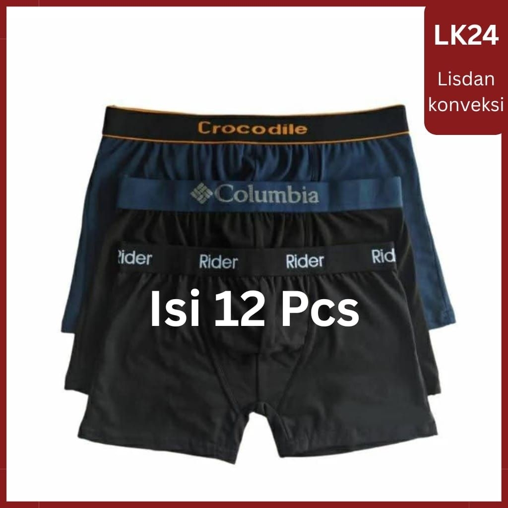 isi 12 buah celana dalam pria boxer CD boxer pria bahan katun spandek katun kualitas