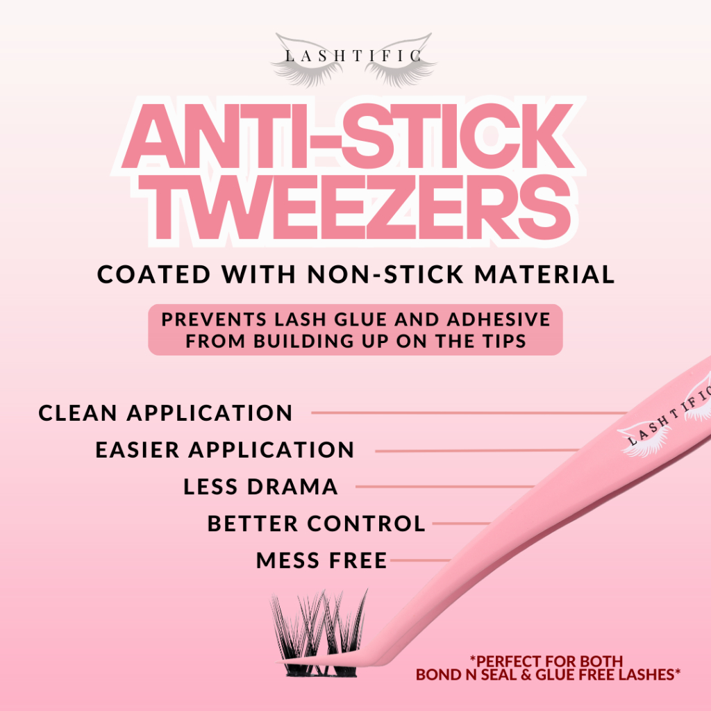 LASHTIFIC Pinset ANTI LENGKET Tweezer Beginner Friendly Anti Stick Tidak Lengket Pinset Bulu Mata Pa