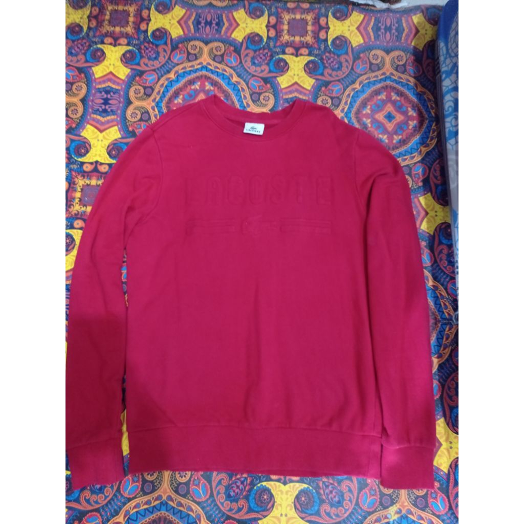 crewneck lacoste big logo warna merah