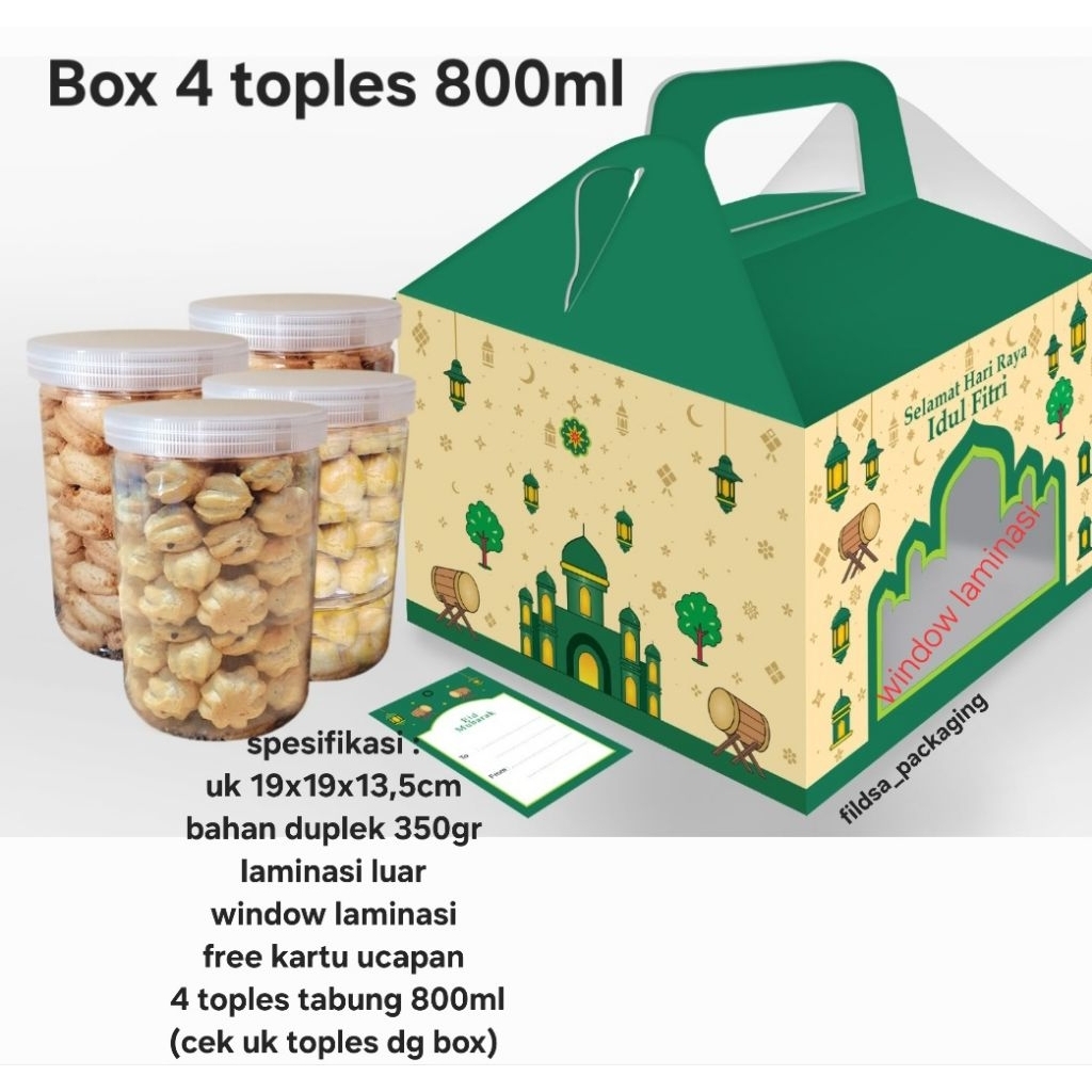 Box 4 toples tabung 750-800ml (toples jar isi 4 toples)