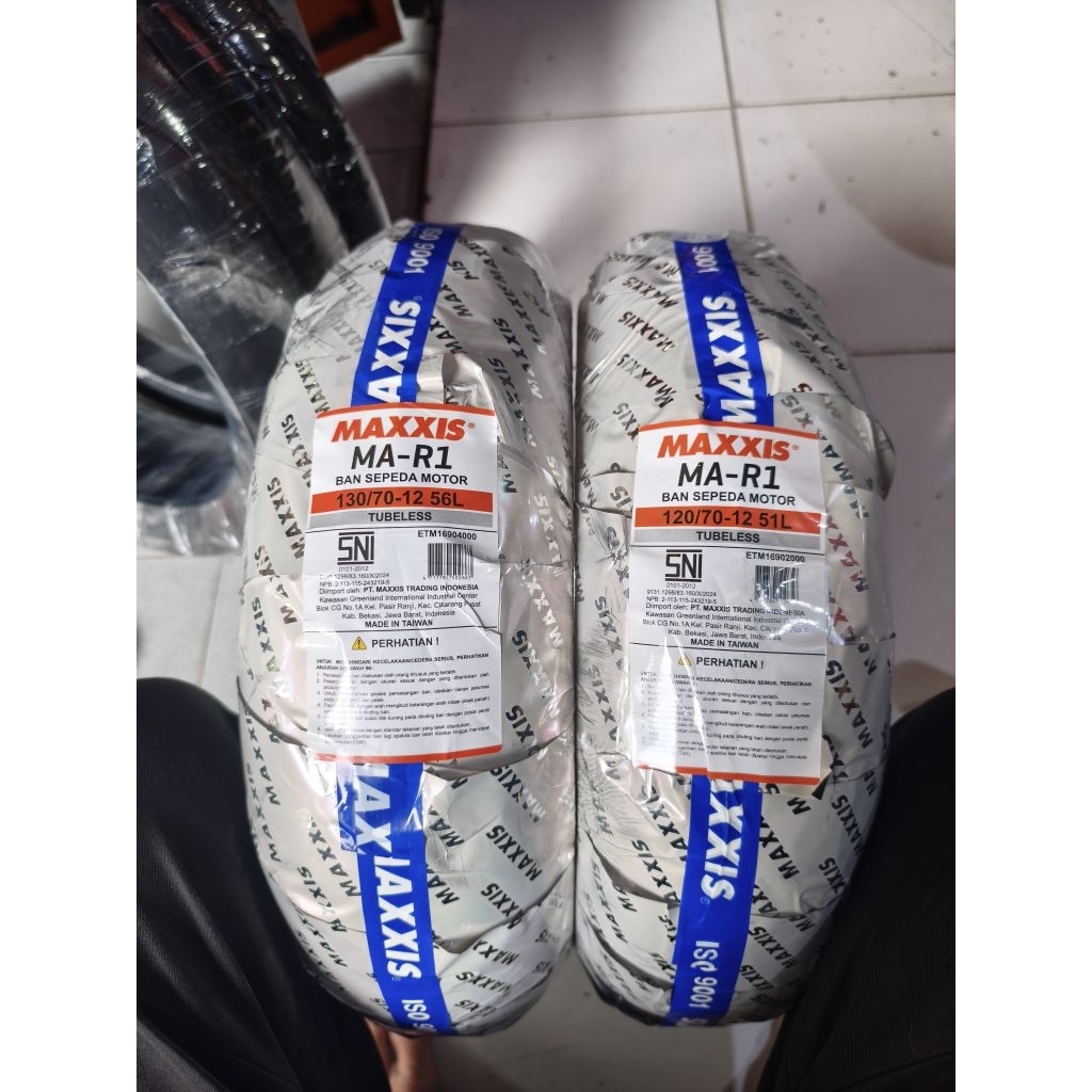 ( PAKET 2 BAN RING 12 VESPA MATIC ) BAN LUAR MOTOR MAXXIS MA -R1 IMPORT 120/70-12&130/70-13 TUBLES S