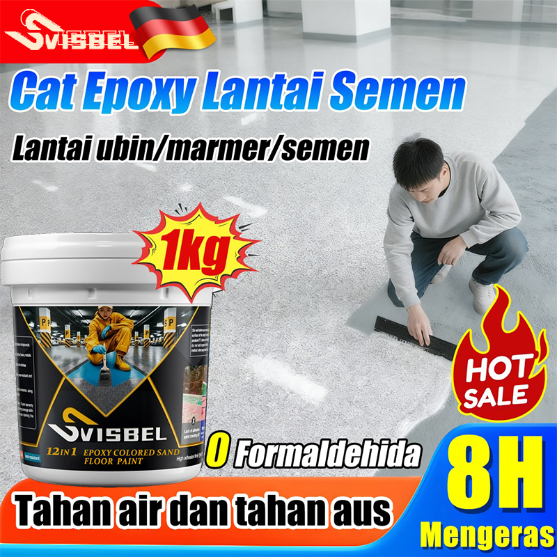 Cat lantai 10 dalam 1 Cat Epoxy Lantai Semen 1KG Otomatis leveling Tahan Air Antilembap Dan Antigore