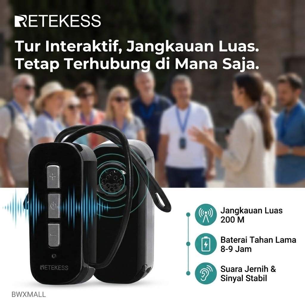 Receiver Tour Guide System RETEKESS TT111 Kompatibel Transmitter TT112 TT113 Alat Bantu Dengar Trave