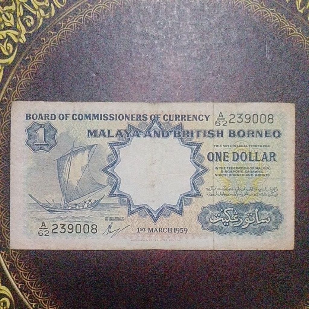 Uang Malaya British Borneo 1 dollar 1959 vf