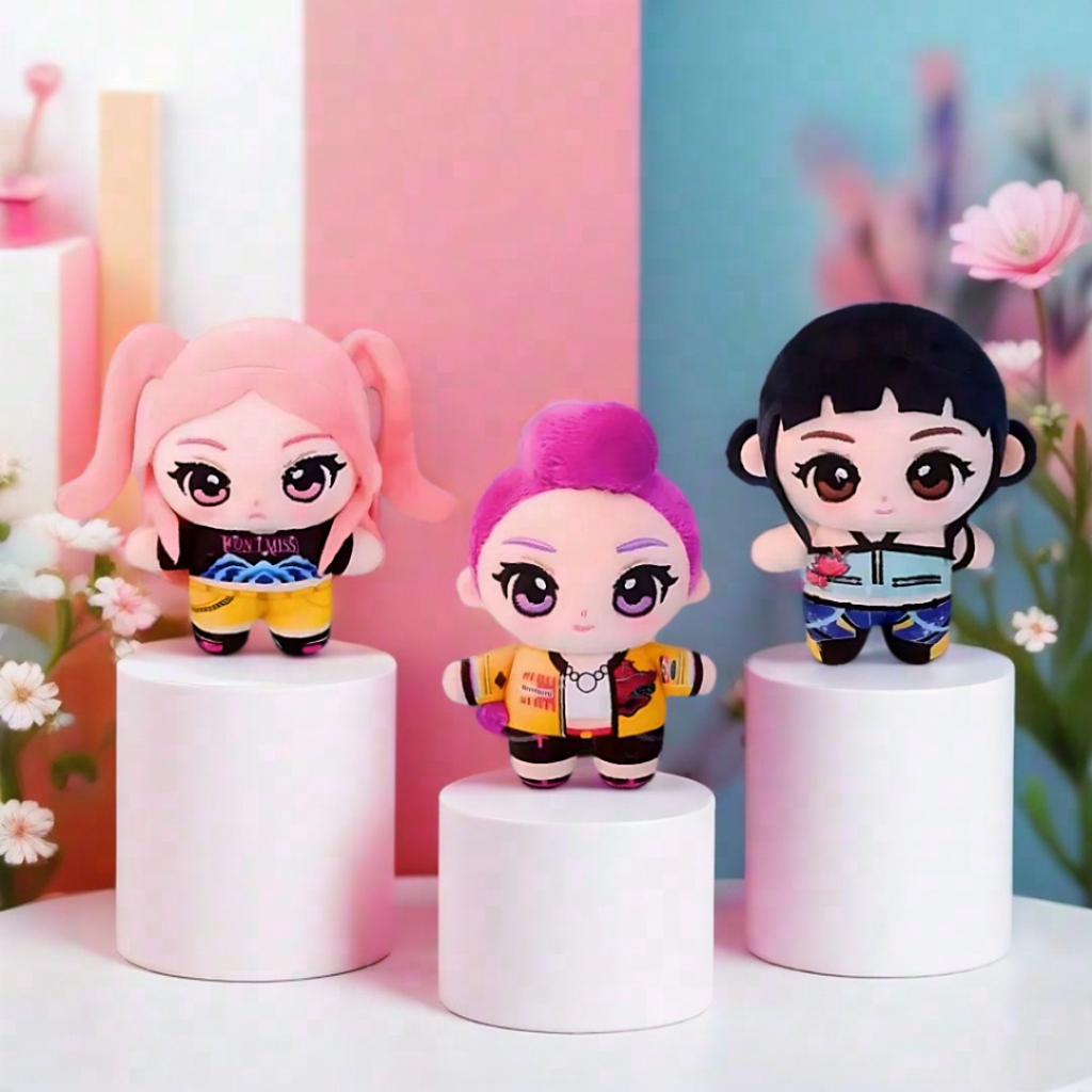 PLUSHY DOLL GANTUNGAN KUNCI BONEKA KPOP DEMON HUNTERS MAINAN KOLEKSI KARAKTER HUNTRIX RUMI MIRA ZOEY